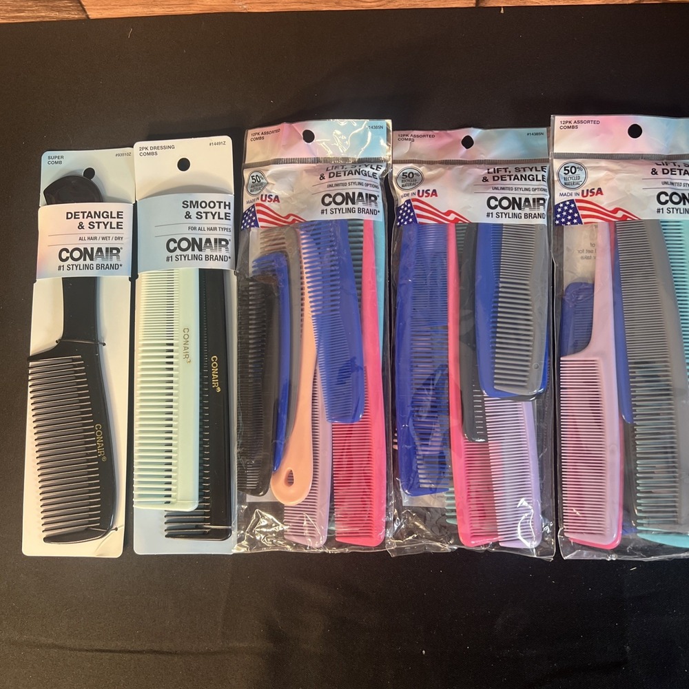 Conair Lift Style & Detangle Lot Of 39 Combs Assorted Colors Count Piece Set